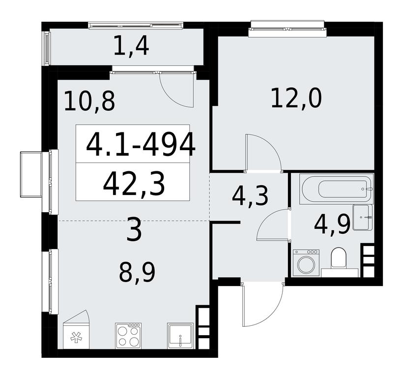 1-BD Apartment Sale, 42.3 sq. m. at Yzhnye Sady, Yuzhnye Sady Residential Complex, Moscow, Russia #1 1-BD Apartment Sale, 42.3 sq. m. at Yzhnye Sady, Yuzhnye Sady Residential Complex, Moscow, Russia #1