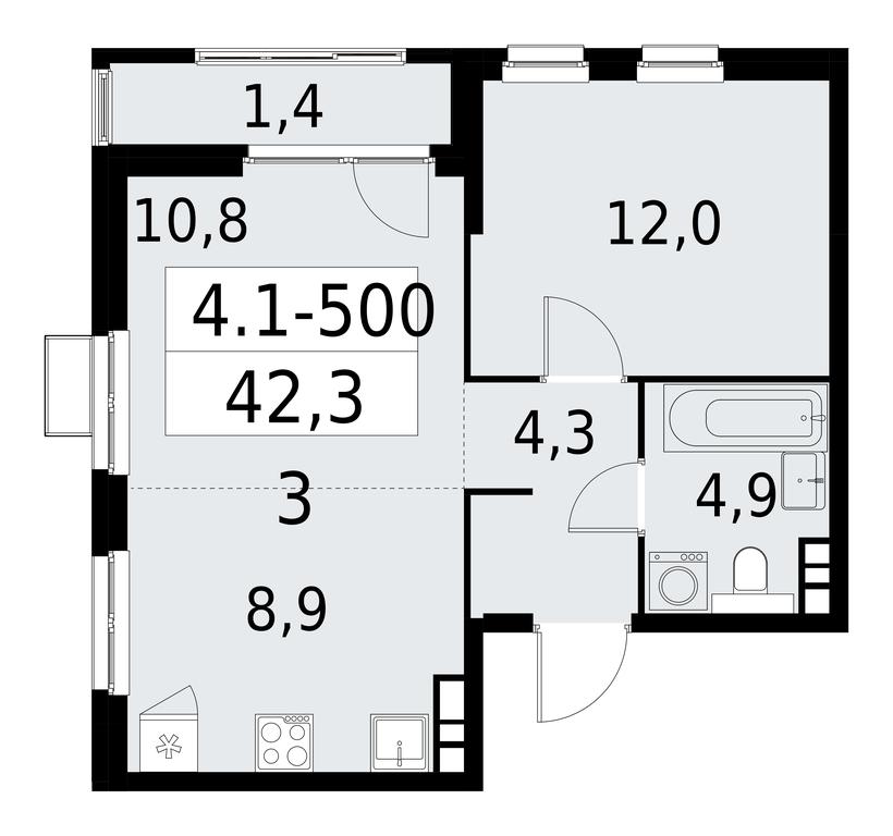 1-BD Apartment Sale, 42.3 sq. m. at Yzhnye Sady, Yuzhnye Sady Residential Complex, Moscow, Russia #1 1-BD Apartment Sale, 42.3 sq. m. at Yzhnye Sady, Yuzhnye Sady Residential Complex, Moscow, Russia #1