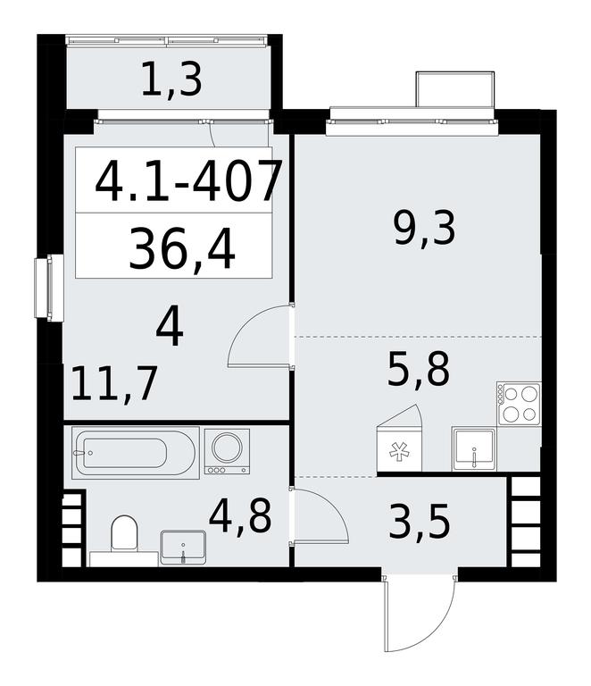 1-BD Apartment Sale, 36.4平方米 at Yzhnye Sady, Yuzhnye Sady Residential Complex, Moscow, Russia #1 1-BD Apartment Sale, 36.4平方米 at Yzhnye Sady, Yuzhnye Sady Residential Complex, Moscow, Russia #1