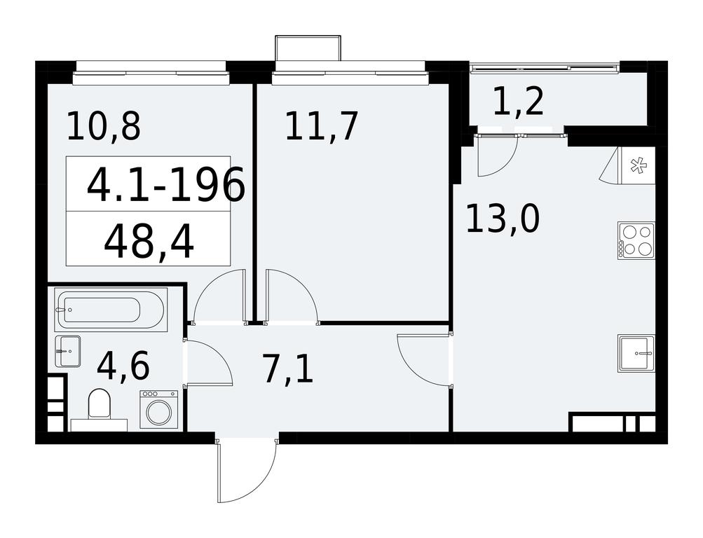 1-BD Apartment Sale, 48.4 sq. m. at Yzhnye Sady, Yuzhnye Sady Residential Complex, Moscow, Russia #1 1-BD Apartment Sale, 48.4 sq. m. at Yzhnye Sady, Yuzhnye Sady Residential Complex, Moscow, Russia #1
