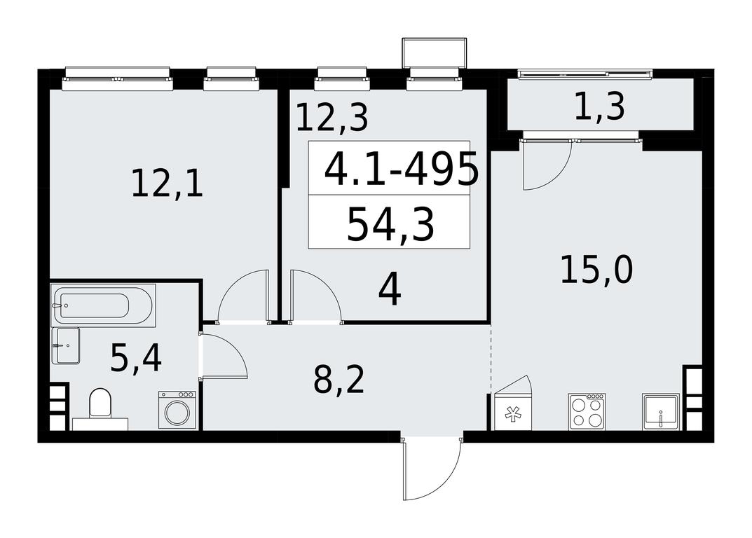 1-BD Apartment Sale, 54.3平方米 at Yzhnye Sady, Yuzhnye Sady Residential Complex, Moscow, Russia #1 1-BD Apartment Sale, 54.3平方米 at Yzhnye Sady, Yuzhnye Sady Residential Complex, Moscow, Russia #1