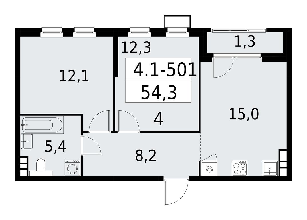 1-BD Apartment Sale, 54.3 sq. m. at Yzhnye Sady, Yuzhnye Sady Residential Complex, Moscow, Russia #1 1-BD Apartment Sale, 54.3 sq. m. at Yzhnye Sady, Yuzhnye Sady Residential Complex, Moscow, Russia #1
