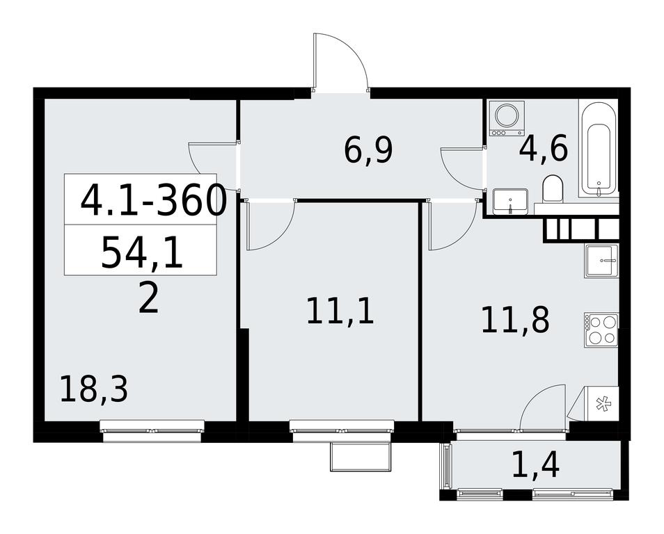 1-BD Apartment Sale, 54.1 sq. m. at Yzhnye Sady, Yuzhnye Sady Residential Complex, Moscow, Russia #1 1-BD Apartment Sale, 54.1 sq. m. at Yzhnye Sady, Yuzhnye Sady Residential Complex, Moscow, Russia #1