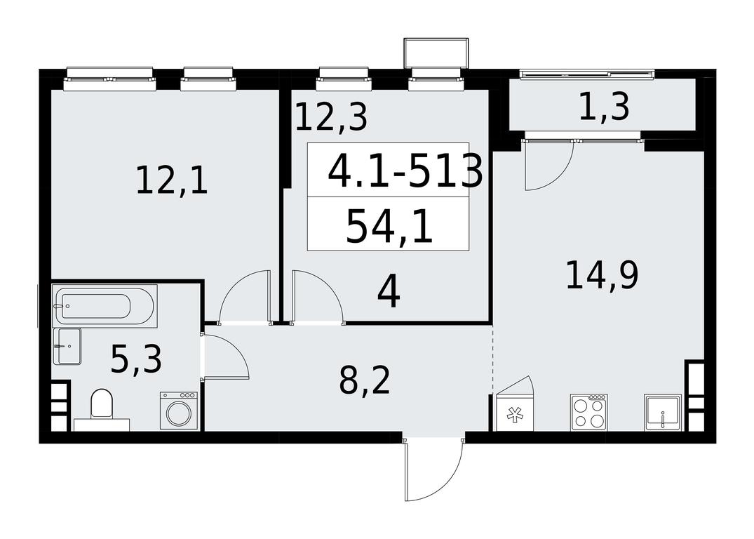 1-BD Apartment Sale, 54.1平方米 at Yzhnye Sady, Yuzhnye Sady Residential Complex, Moscow, Russia #1 1-BD Apartment Sale, 54.1平方米 at Yzhnye Sady, Yuzhnye Sady Residential Complex, Moscow, Russia #1