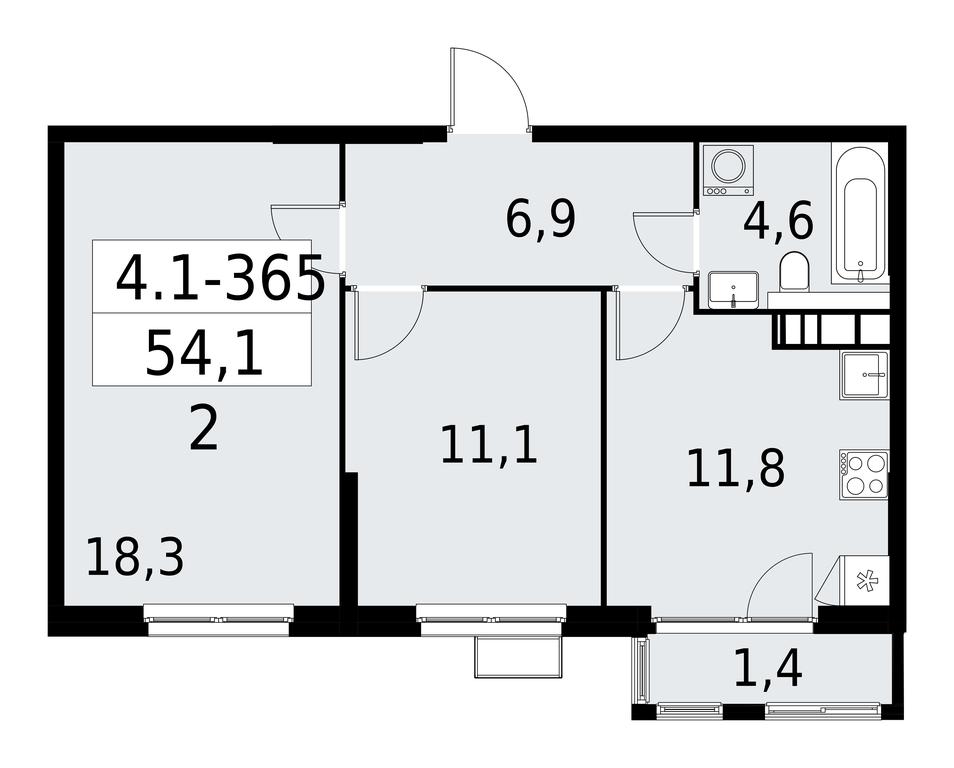 1-BD Apartment Sale, 54.1 sq. m. at Yzhnye Sady, Yuzhnye Sady Residential Complex, Moscow, Russia #1 1-BD Apartment Sale, 54.1 sq. m. at Yzhnye Sady, Yuzhnye Sady Residential Complex, Moscow, Russia #1