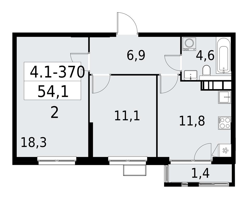 1-BD Apartment Sale, 54.1平方米 at Yzhnye Sady, Yuzhnye Sady Residential Complex, Moscow, Russia #1 1-BD Apartment Sale, 54.1平方米 at Yzhnye Sady, Yuzhnye Sady Residential Complex, Moscow, Russia #1