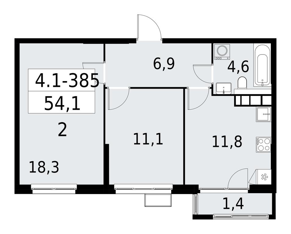 1-BD Apartment Sale, 54.1 sq. m. at Yzhnye Sady, Yuzhnye Sady Residential Complex, Moscow, Russia #1 1-BD Apartment Sale, 54.1 sq. m. at Yzhnye Sady, Yuzhnye Sady Residential Complex, Moscow, Russia #1
