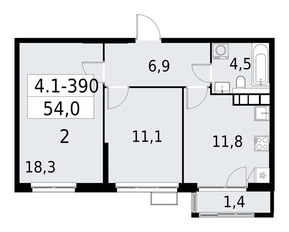1-BD Apartment Sale, 54平方米 at Yzhnye Sady, Yuzhnye Sady Residential Complex, Moscow, Russia #1 1-BD Apartment Sale, 54平方米 at Yzhnye Sady, Yuzhnye Sady Residential Complex, Moscow, Russia #1