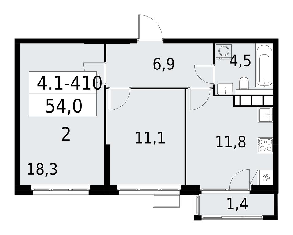 1-BD Apartment Sale, 54 sq. m. at Yzhnye Sady, Yuzhnye Sady Residential Complex, Moscow, Russia #1 1-BD Apartment Sale, 54 sq. m. at Yzhnye Sady, Yuzhnye Sady Residential Complex, Moscow, Russia #1