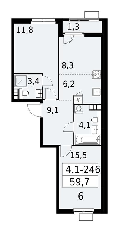 2-BD Apartment Sale, 59.7 sq. m. at Yzhnye Sady, Yuzhnye Sady Residential Complex, Moscow, Russia #1 2-BD Apartment Sale, 59.7 sq. m. at Yzhnye Sady, Yuzhnye Sady Residential Complex, Moscow, Russia #1