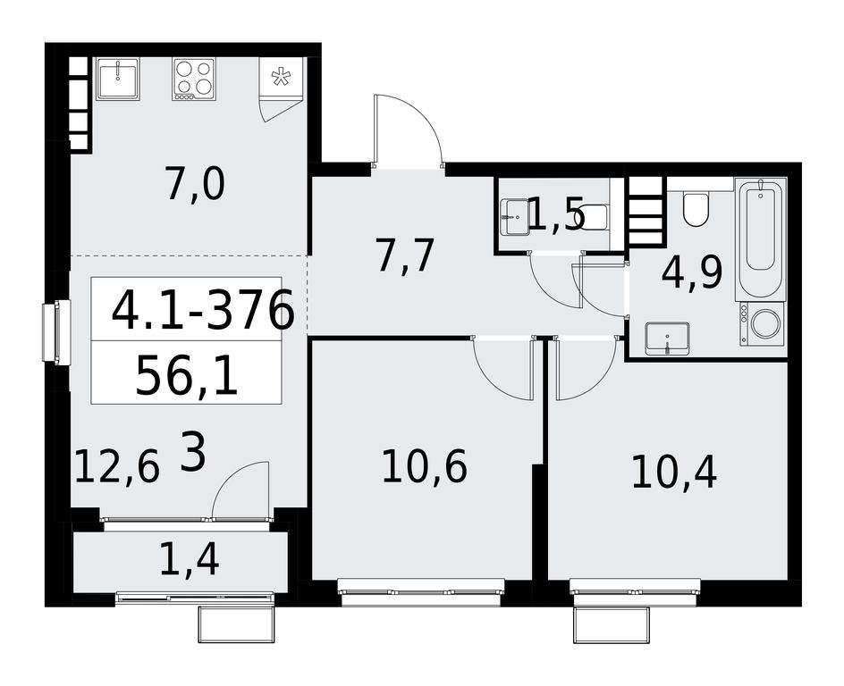 2-BD Apartment Sale, 56.1 sq. m. at Yzhnye Sady, Yuzhnye Sady Residential Complex, Moscow, Russia #1 2-BD Apartment Sale, 56.1 sq. m. at Yzhnye Sady, Yuzhnye Sady Residential Complex, Moscow, Russia #1