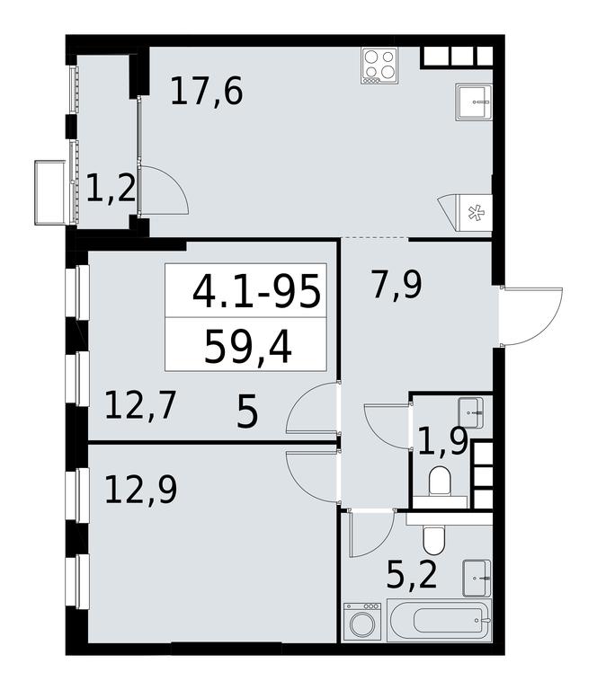 1-BD Apartment Sale, 59.4 sq. m. at Yzhnye Sady, Yuzhnye Sady Residential Complex, Moscow, Russia #1 1-BD Apartment Sale, 59.4 sq. m. at Yzhnye Sady, Yuzhnye Sady Residential Complex, Moscow, Russia #1
