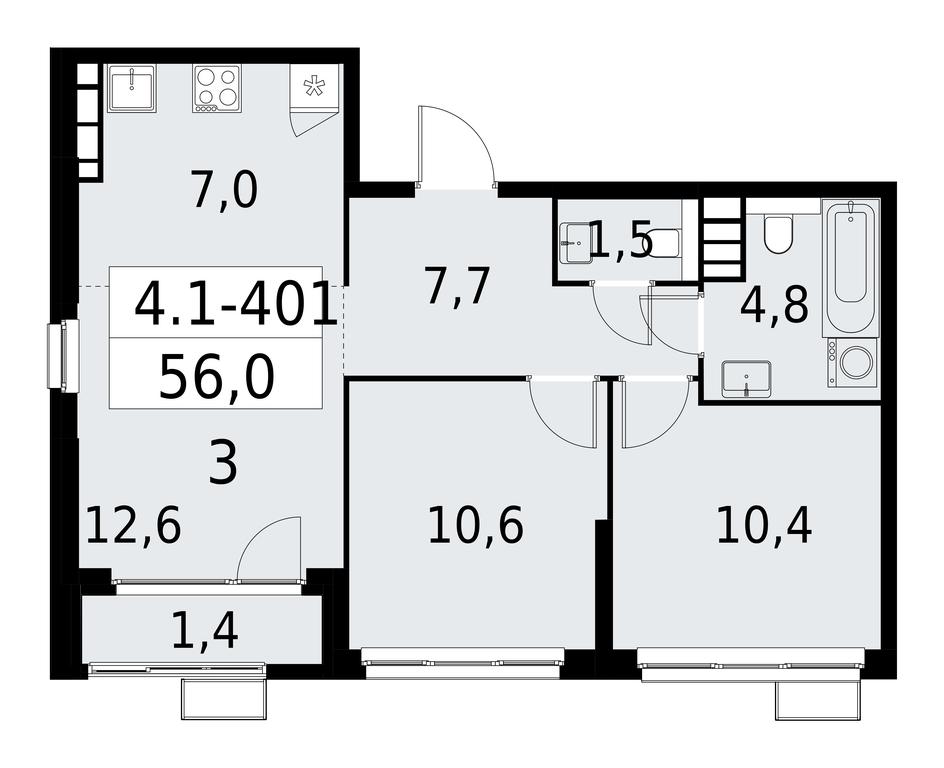 2-BD Apartment Sale, 56 sq. m. at Yzhnye Sady, Yuzhnye Sady Residential Complex, Moscow, Russia #1 2-BD Apartment Sale, 56 sq. m. at Yzhnye Sady, Yuzhnye Sady Residential Complex, Moscow, Russia #1