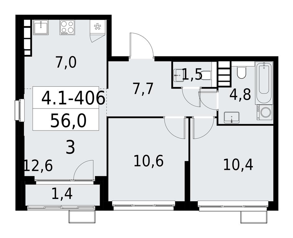 2-BD Apartment Sale, 56平方米 at Yzhnye Sady, Yuzhnye Sady Residential Complex, Moscow, Russia #1 2-BD Apartment Sale, 56平方米 at Yzhnye Sady, Yuzhnye Sady Residential Complex, Moscow, Russia #1