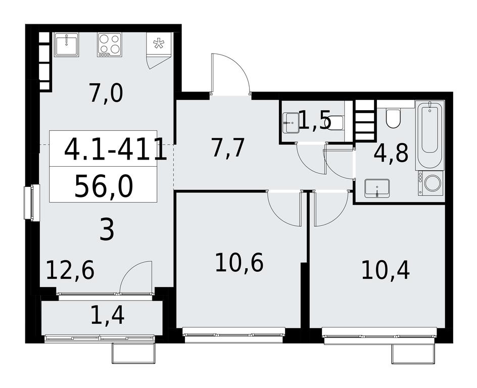 2-BD Apartment Sale, 56平方米 at Yzhnye Sady, Yuzhnye Sady Residential Complex, Moscow, Russia #1 2-BD Apartment Sale, 56平方米 at Yzhnye Sady, Yuzhnye Sady Residential Complex, Moscow, Russia #1
