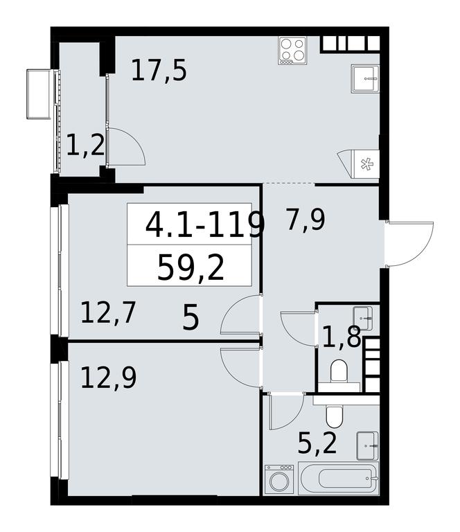 1-BD Apartment Sale, 59.2平方米 at Yzhnye Sady, Yuzhnye Sady Residential Complex, Moscow, Russia #1 1-BD Apartment Sale, 59.2平方米 at Yzhnye Sady, Yuzhnye Sady Residential Complex, Moscow, Russia #1