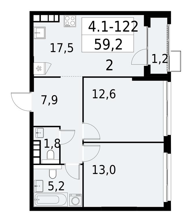 1-BD Apartment Sale, 59.2 sq. m. at Yzhnye Sady, Yuzhnye Sady Residential Complex, Moscow, Russia #1 1-BD Apartment Sale, 59.2 sq. m. at Yzhnye Sady, Yuzhnye Sady Residential Complex, Moscow, Russia #1