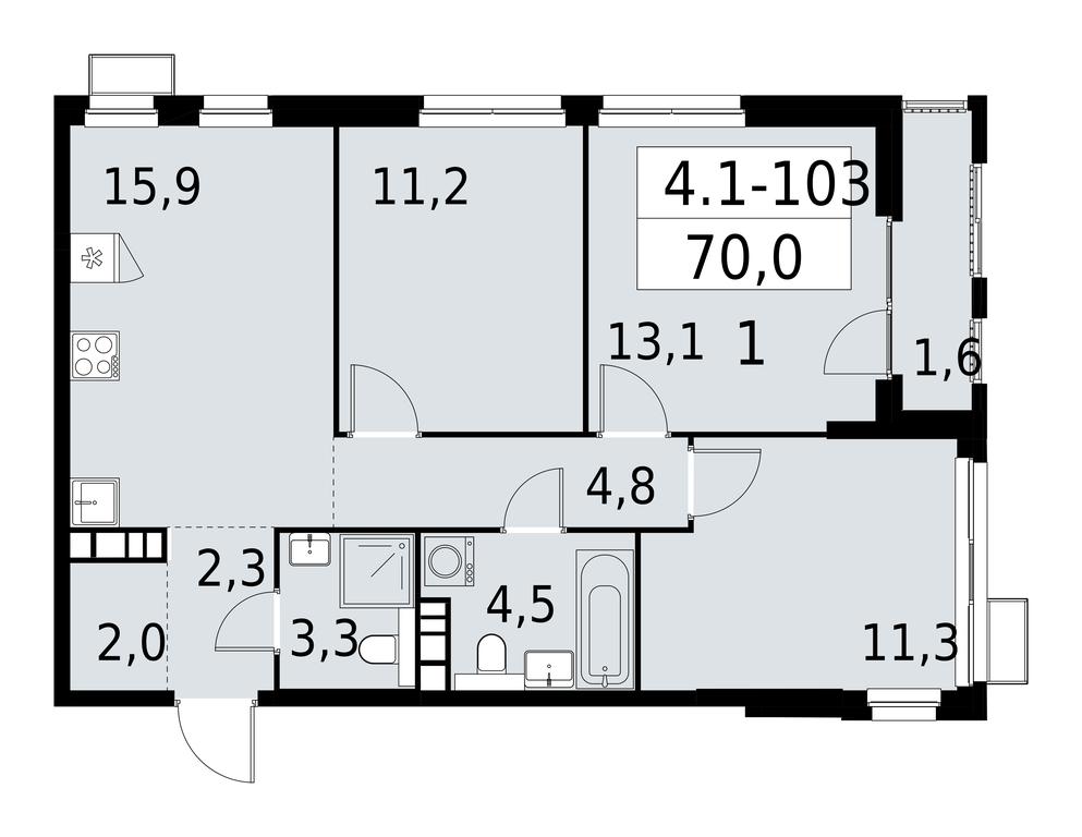 2-BD Apartment Sale, 70平方米 at Yzhnye Sady, Yuzhnye Sady Residential Complex, Moscow, Russia #1 2-BD Apartment Sale, 70平方米 at Yzhnye Sady, Yuzhnye Sady Residential Complex, Moscow, Russia #1