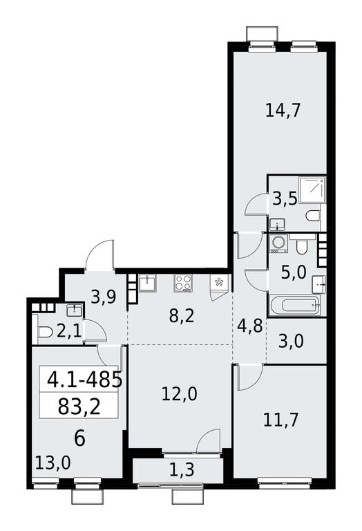 3-BD Apartment Sale, 83.2 sq. m. at Yzhnye Sady, Yuzhnye Sady Residential Complex, Moscow, Russia #1 3-BD Apartment Sale, 83.2 sq. m. at Yzhnye Sady, Yuzhnye Sady Residential Complex, Moscow, Russia #1