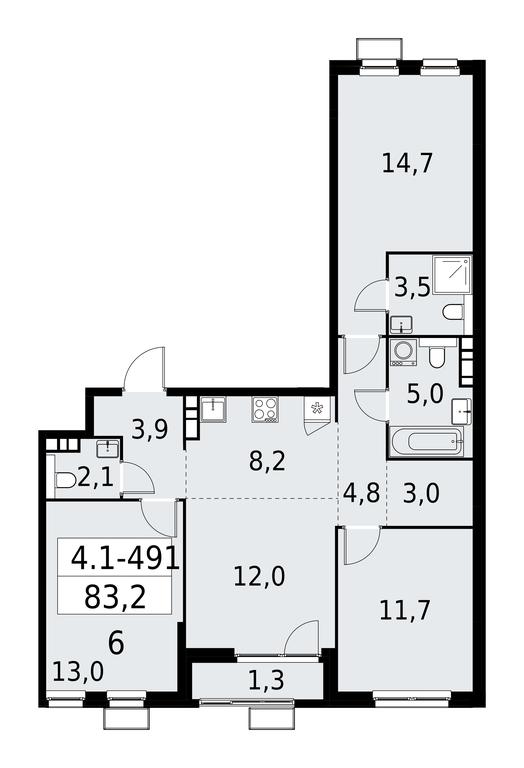 3-BD Apartment Sale, 83.2 sq. m. at Yzhnye Sady, Yuzhnye Sady Residential Complex, Moscow, Russia #1 3-BD Apartment Sale, 83.2 sq. m. at Yzhnye Sady, Yuzhnye Sady Residential Complex, Moscow, Russia #1