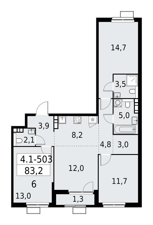 3-BD Apartment Sale, 83.2 sq. m. at Yzhnye Sady, Yuzhnye Sady Residential Complex, Moscow, Russia #1 3-BD Apartment Sale, 83.2 sq. m. at Yzhnye Sady, Yuzhnye Sady Residential Complex, Moscow, Russia #1