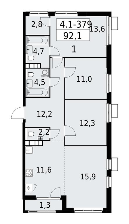 3-BD Apartment Sale, 92.1 sq. m. at Yzhnye Sady, Yuzhnye Sady Residential Complex, Moscow, Russia #1 3-BD Apartment Sale, 92.1 sq. m. at Yzhnye Sady, Yuzhnye Sady Residential Complex, Moscow, Russia #1