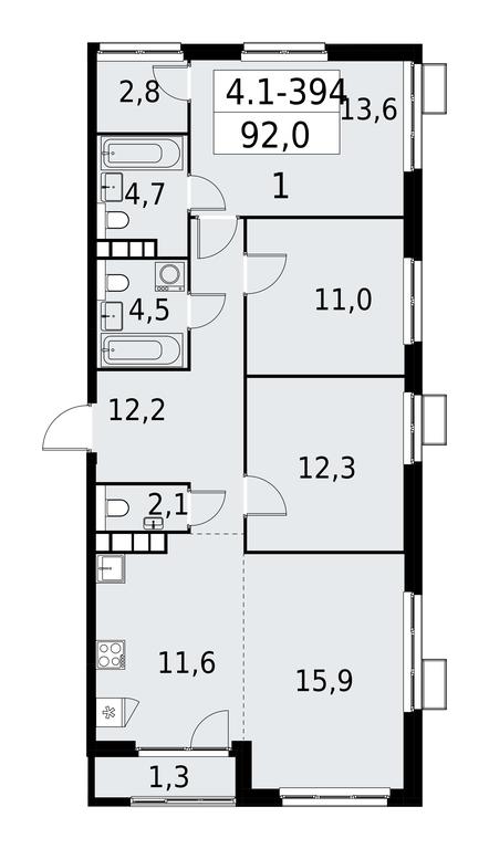 3-BD Apartment Sale, 92 sq. m. at Yzhnye Sady, Yuzhnye Sady Residential Complex, Moscow, Russia #1 3-BD Apartment Sale, 92 sq. m. at Yzhnye Sady, Yuzhnye Sady Residential Complex, Moscow, Russia #1