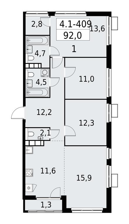 3-BD Apartment Sale, 92 sq. m. at Yzhnye Sady, Yuzhnye Sady Residential Complex, Moscow, Russia #1 3-BD Apartment Sale, 92 sq. m. at Yzhnye Sady, Yuzhnye Sady Residential Complex, Moscow, Russia #1