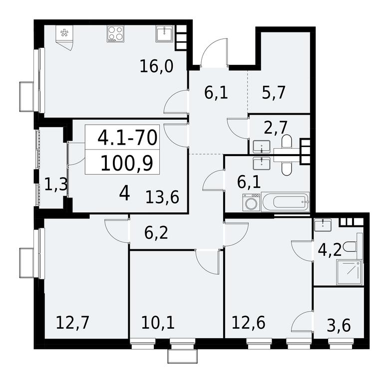 3-BD Apartment Sale, 100.9 sq. m. at Yzhnye Sady, Yuzhnye Sady Residential Complex, Moscow, Russia #1 3-BD Apartment Sale, 100.9 sq. m. at Yzhnye Sady, Yuzhnye Sady Residential Complex, Moscow, Russia #1