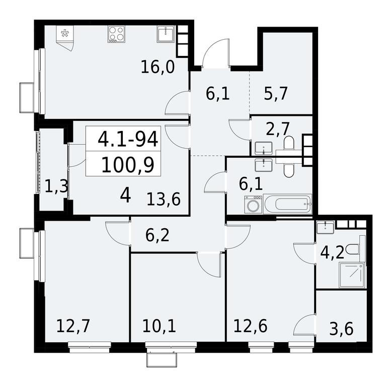 3-BD Apartment Sale, 100.9 sq. m. at Yzhnye Sady, Yuzhnye Sady Residential Complex, Moscow, Russia #1 3-BD Apartment Sale, 100.9 sq. m. at Yzhnye Sady, Yuzhnye Sady Residential Complex, Moscow, Russia #1