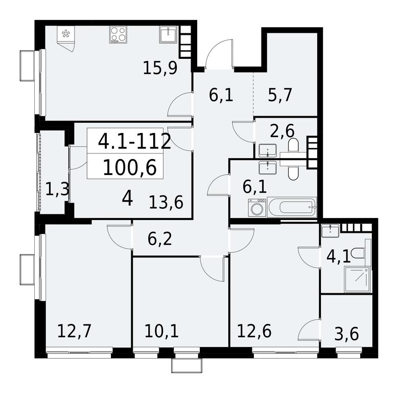 3-BD Apartment Sale, 100.6 sq. m. at Yzhnye Sady, Yuzhnye Sady Residential Complex, Moscow, Russia #1 3-BD Apartment Sale, 100.6 sq. m. at Yzhnye Sady, Yuzhnye Sady Residential Complex, Moscow, Russia #1