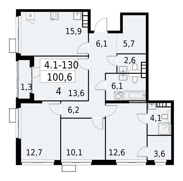 3-BD Apartment Sale, 100.6平方米 at Yzhnye Sady, Yuzhnye Sady Residential Complex, Moscow, Russia #1 3-BD Apartment Sale, 100.6平方米 at Yzhnye Sady, Yuzhnye Sady Residential Complex, Moscow, Russia #1