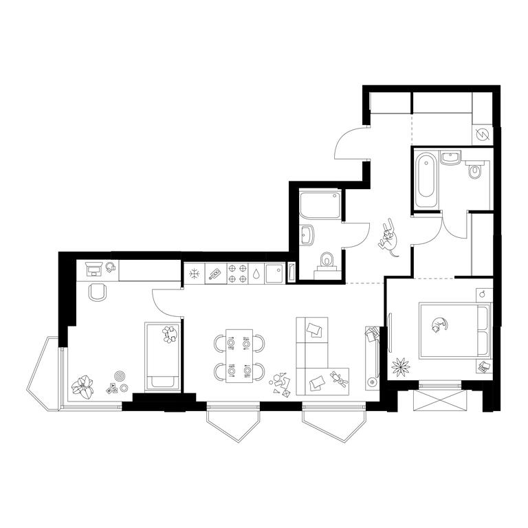 2-BD Apartment Sale, 62.4 sq. m. at Michurinskiy Park, Ozyornaya Street, 44А, Moscow, Russia #1