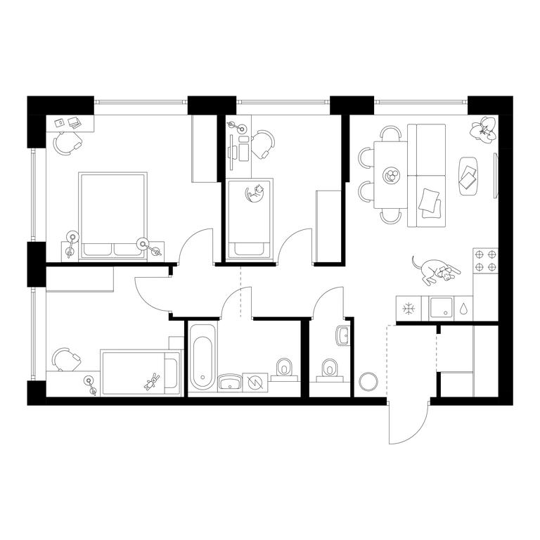 3-BD Apartment Sale, 67.6 sq. m. at Businovskiy Park, Izhorskaya Street, 6с5, Moscow, Russia #1