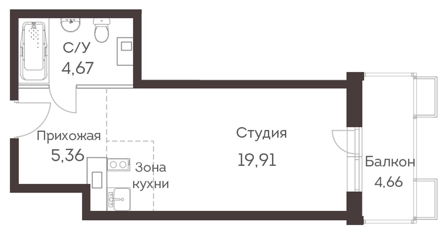 Apartment Sale, 31.06 sq. m. at Eko-kvartal Akvilon Mitino, Akvilon Mitino Residential Complex, Moscow, Russia #1