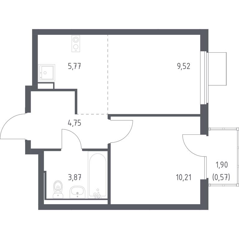 Apartment Sale, 34.69平方米 at Gorki Park, Shkolnaya ulitsa, 2, derevnya Korobovo, Leninskiy City District, Moscow Region, Russia #1