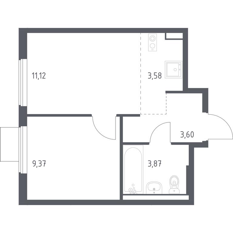 Apartment Sale, 31.54平方米 at Gorki Park, Shkolnaya ulitsa, 2, derevnya Korobovo, Leninskiy City District, Moscow Region, Russia #1