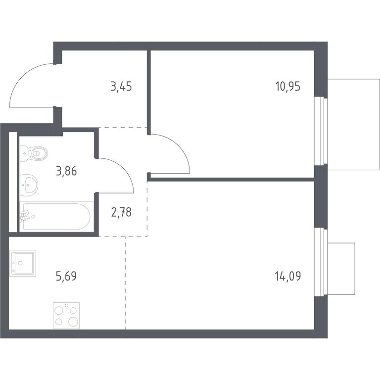 Apartment Sale, 40.82 sq. m. at Gorki Park, Shkolnaya ulitsa, 2, derevnya Korobovo, Leninskiy City District, Moscow Region, Russia #1