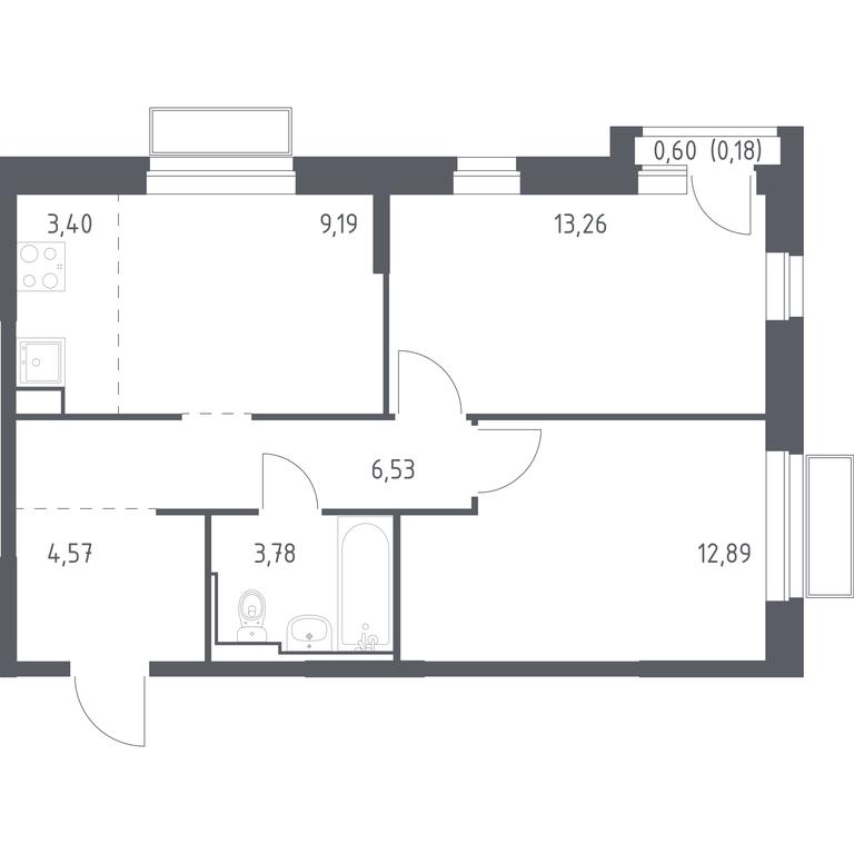 1-BD Apartment Sale, 53.8平方米 at Dolina Yauzy, Trudovaya Street, 23, Mytischi, Moscow Region, Russia #1
