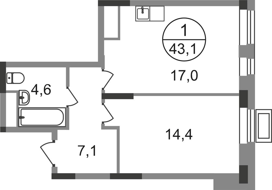 Apartment Sale, 43.1 sq. m. at Pervyi Moskovskiy, ulitsa Bianki, 1, Moskovskiy, Moscow, Russia #1 Apartment Sale, 43.1 sq. m. at Pervyi Moskovskiy, ulitsa Bianki, 1, Moskovskiy, Moscow, Russia #1