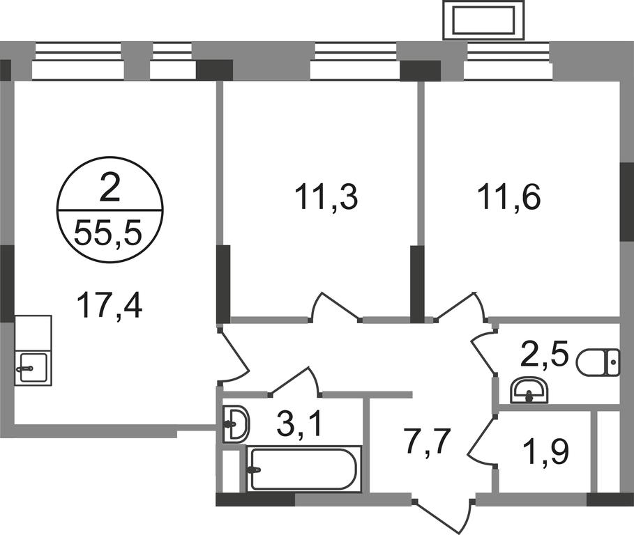 Продажа 2-комн. квартиры, 55,5 м² в ЖК «Первый Московский», улица Бианки, 1, Московский, Москва, Россия #1