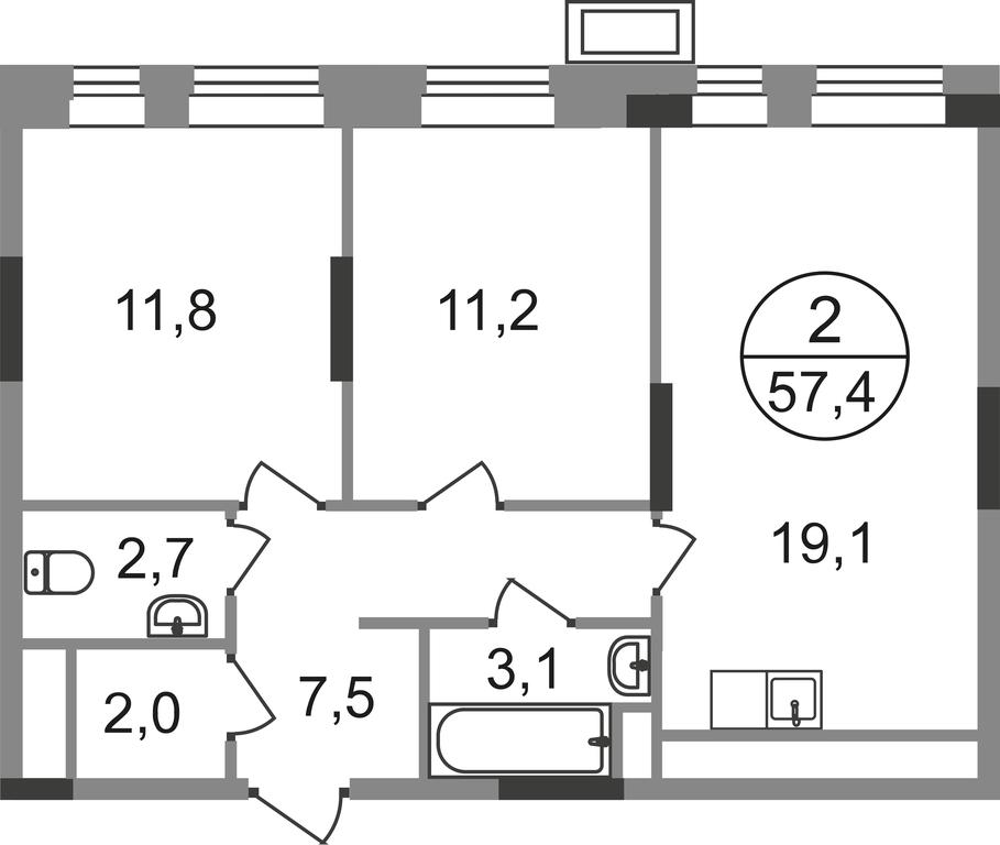 2-BD Apartment Sale, 57.4平方米 at Pervyi Moskovskiy, ulitsa Bianki, 1, Moskovskiy, Moscow, Russia #1 2-BD Apartment Sale, 57.4平方米 at Pervyi Moskovskiy, ulitsa Bianki, 1, Moskovskiy, Moscow, Russia #1