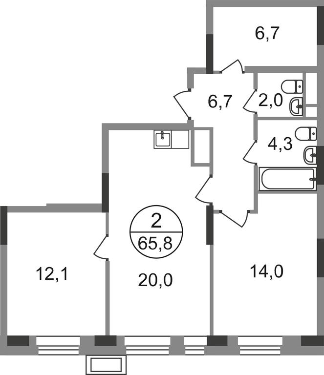2-BD Apartment Sale, 65.8平方米 at Pervyi Moskovskiy, ulitsa Bianki, 1, Moskovskiy, Moscow, Russia #1 2-BD Apartment Sale, 65.8平方米 at Pervyi Moskovskiy, ulitsa Bianki, 1, Moskovskiy, Moscow, Russia #1