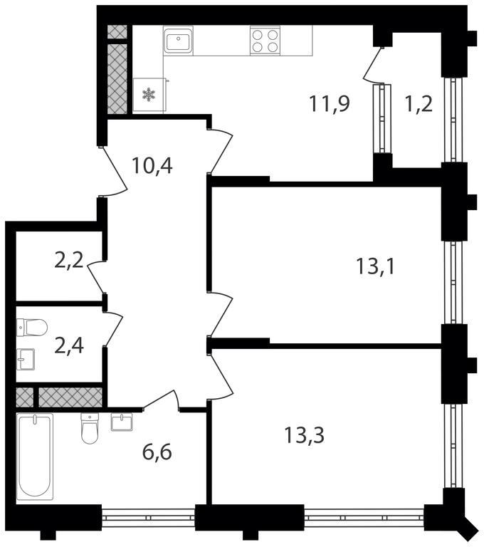 2-BD Apartment Sale, 61.1平方米 at Varshavskie Vorota, Varshavskoye Highway, 141, Moscow, Russia #2 2-BD Apartment Sale, 61.1平方米 at Varshavskie Vorota, Varshavskoye Highway, 141, Moscow, Russia #2