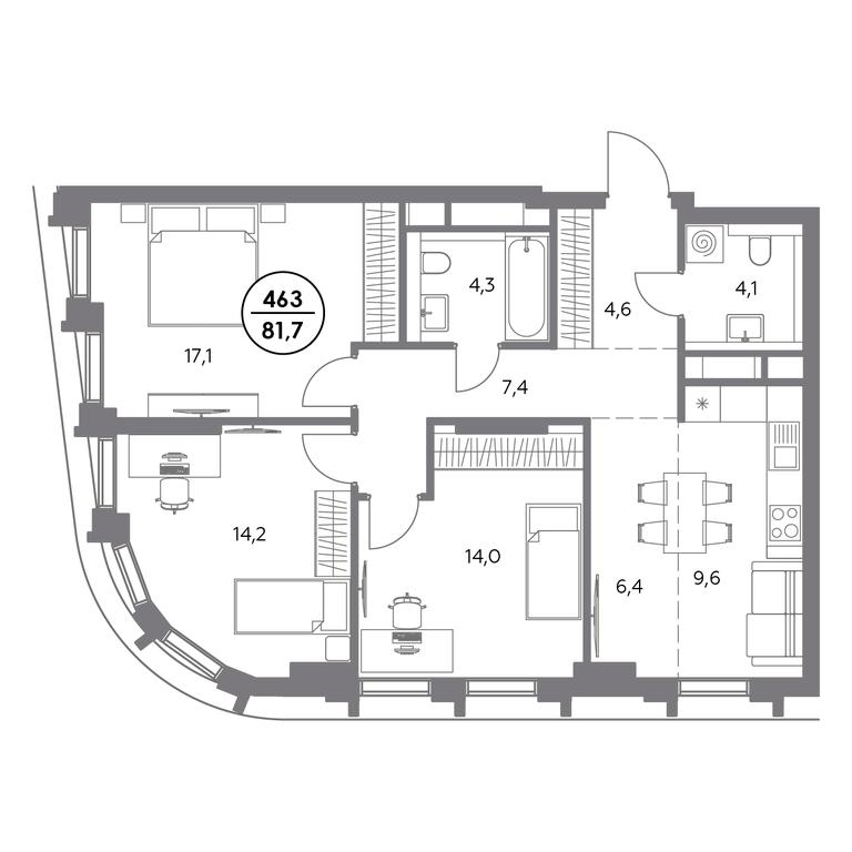 Продажа 4-комн. квартиры, 81,7 м² в ЖК «Дом56», улица Фридриха Энгельса, 56с1, Москва, Россия #1 Продажа 4-комн. квартиры, 81,7 м² в ЖК «Дом56», улица Фридриха Энгельса, 56с1, Москва, Россия #1