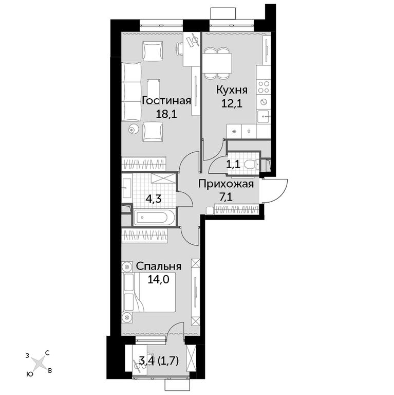 2-BD Apartment Sale, 58.3 sq. m. at Datskiy Kvartal, Datskiy Kvartal Residential Complex, posyolok Nagornoye, Mytishi Urban District, Moscow Region, Russia #1 2-BD Apartment Sale, 58.3 sq. m. at Datskiy Kvartal, Datskiy Kvartal Residential Complex, posyolok Nagornoye, Mytishi Urban District, Moscow Region, Russia #1