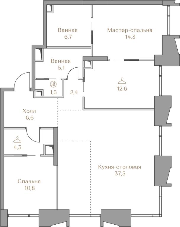 2-BD Apartment Sale, 101.8平方米 at Luzhniki Collection, Luzhnetskaya Embankment, 2/4с17, Moscow, Russia #2 2-BD Apartment Sale, 101.8平方米 at Luzhniki Collection, Luzhnetskaya Embankment, 2/4с17, Moscow, Russia #2