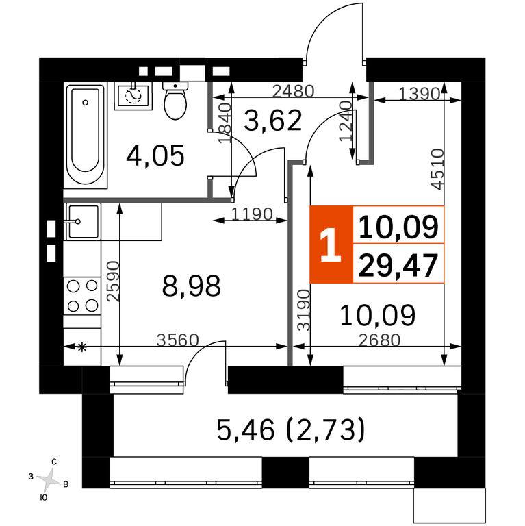 1-BD Apartment Sale, 29.47平方米 at Zhavoronki Club, zhiloy kompleks Akkord Smart-kvartal, Mitkino Village, Odintsovskiy City District, Moscow Region, Russia #2 1-BD Apartment Sale, 29.47平方米 at Zhavoronki Club, zhiloy kompleks Akkord Smart-kvartal, Mitkino Village, Odintsovskiy City District, Moscow Region, Russia #2