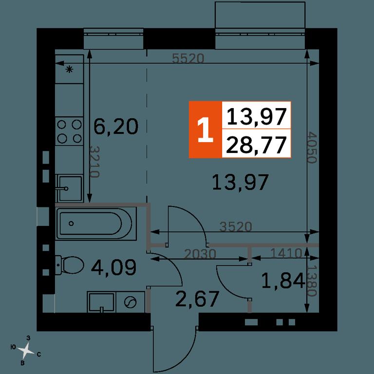 Apartment Sale, 28.77 sq. m. at Zhavoronki Club, zhiloy kompleks Akkord Smart-kvartal, Mitkino Village, Odintsovskiy City District, Moscow Region, Russia #2 Apartment Sale, 28.77 sq. m. at Zhavoronki Club, zhiloy kompleks Akkord Smart-kvartal, Mitkino Village, Odintsovskiy City District, Moscow Region, Russia #2