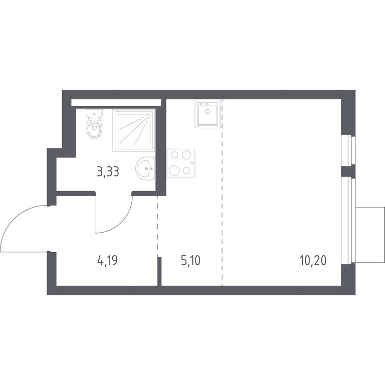 Apartment Sale, 22.82 sq. m. at Gorki Park, Shkolnaya ulitsa, 2, derevnya Korobovo, Leninskiy City District, Moscow Region, Russia #1